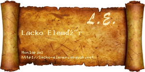 Lacko Elemér névjegykártya